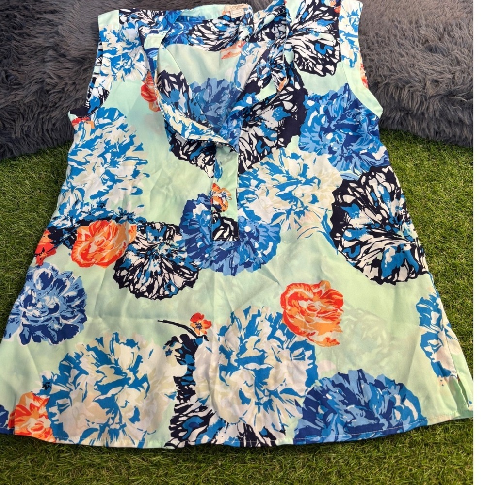 J.Crew Floral Print Sleeveless Top Blouse Size 4 Casual Cute